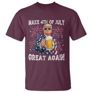 Trump Make 4th of July Great Again T Shirt Funny Drinking Beer TS14 Maroon Print Your Wear