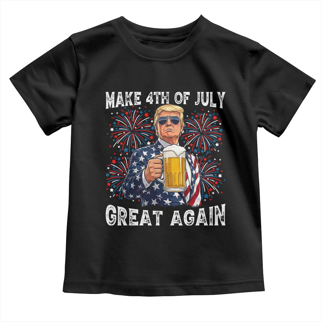 Trump Make 4th of July Great Again Toddler T Shirt Funny Drinking Beer TS14 Black Print Your Wear