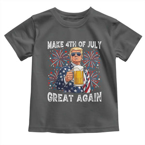 Trump Make 4th of July Great Again Toddler T Shirt Funny Drinking Beer TS14 Dark Heather Print Your Wear