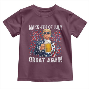 Trump Make 4th of July Great Again Toddler T Shirt Funny Drinking Beer TS14 Maroon Print Your Wear