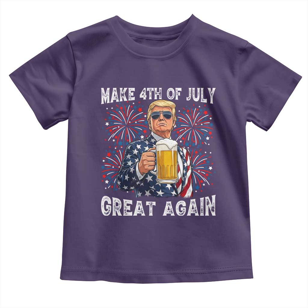Trump Make 4th of July Great Again Toddler T Shirt Funny Drinking Beer TS14 Purple Print Your Wear