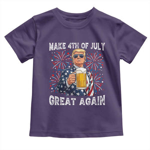 Trump Make 4th of July Great Again Toddler T Shirt Funny Drinking Beer TS14 Purple Print Your Wear