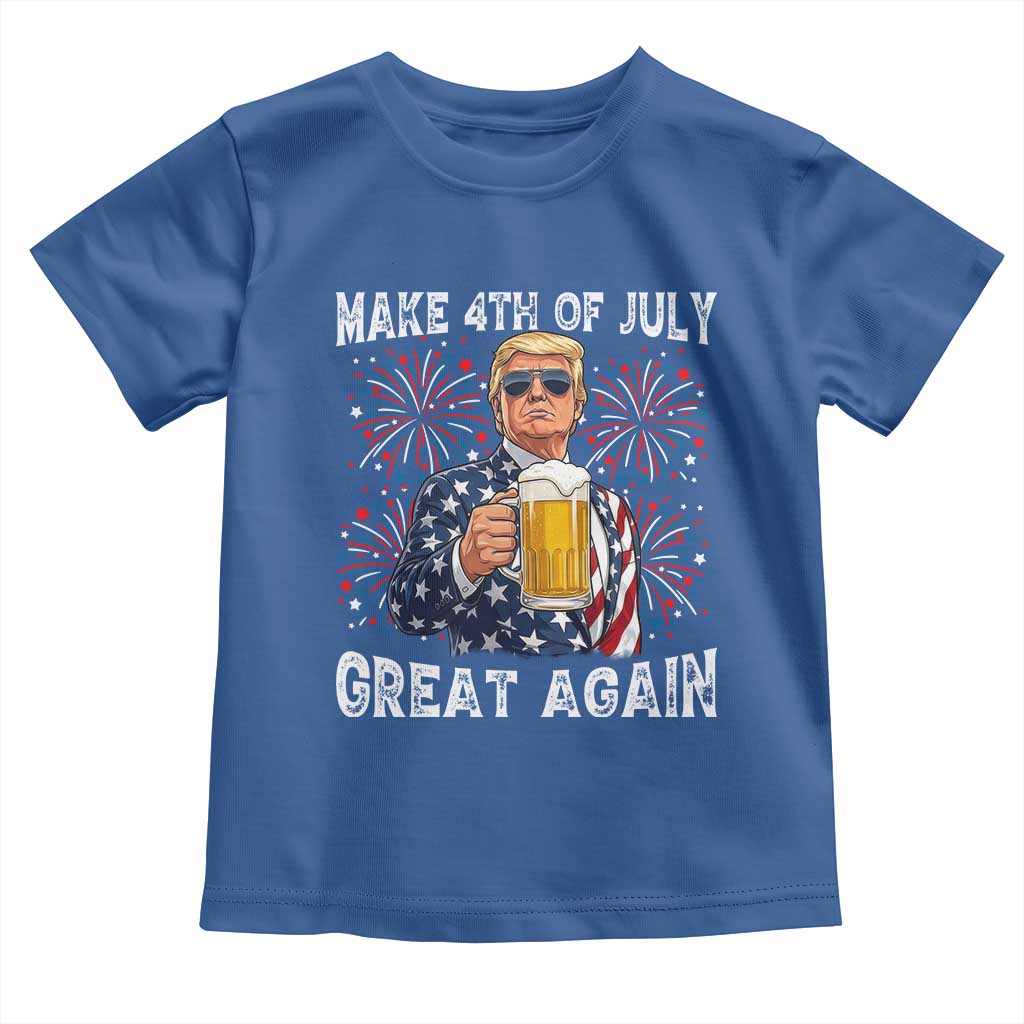 Trump Make 4th of July Great Again Toddler T Shirt Funny Drinking Beer TS14 Royal Blue Print Your Wear