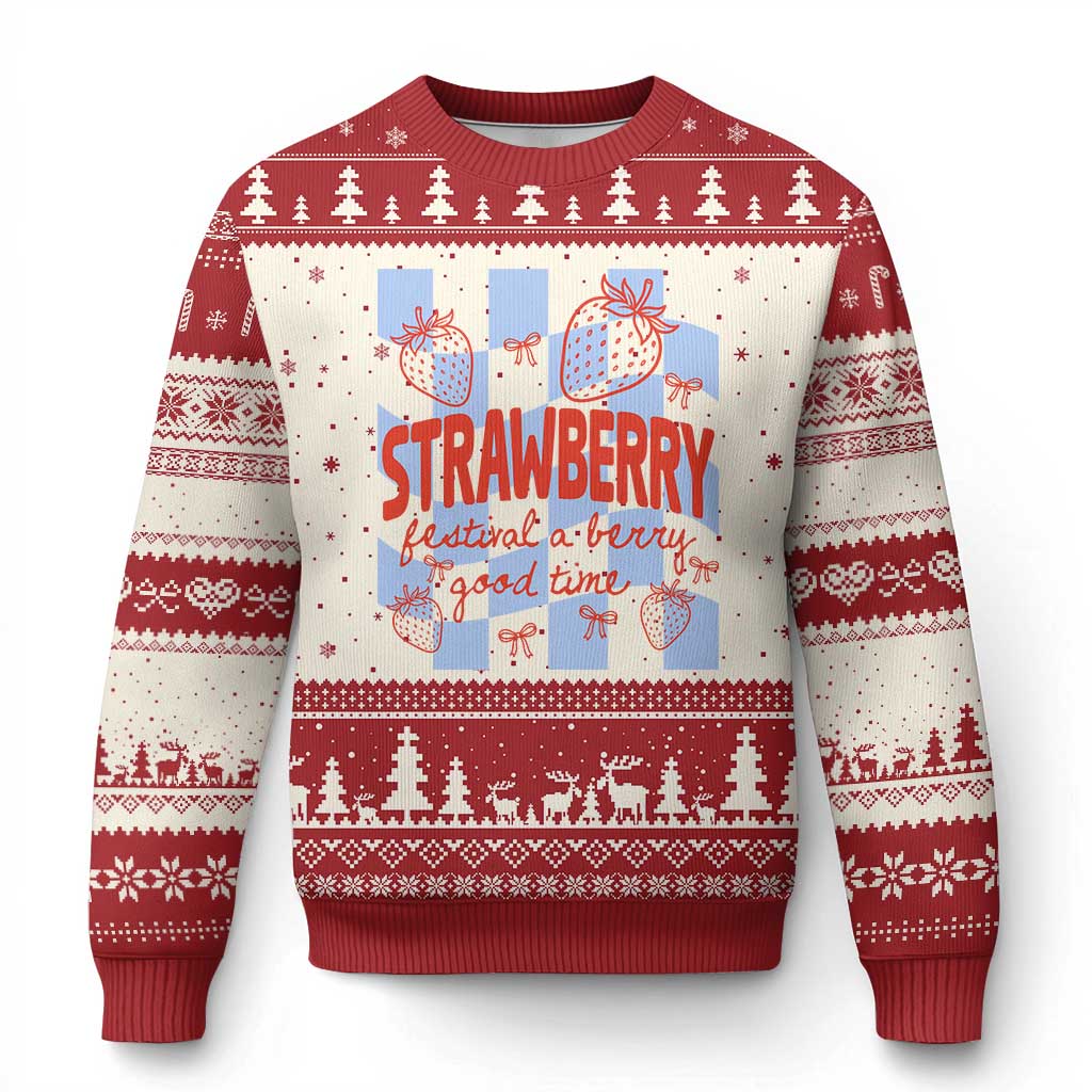 Strawberry Festival Ugly Christmas Sweater 1968 A Berry Good Time Summer TS14 Beige Red Print Your Wear