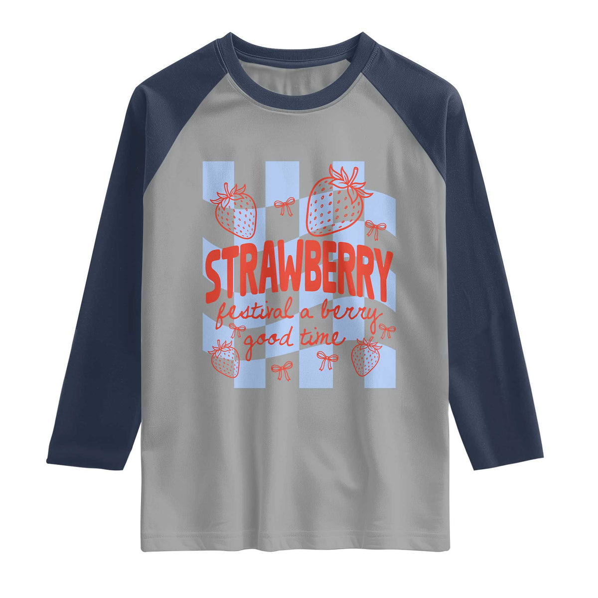 Strawberry Festival Raglan Shirt 1968 A Berry Good Time Summer TS14 Sport Gray Navy Print Your Wear