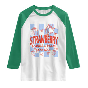 Strawberry Festival Raglan Shirt 1968 A Berry Good Time Summer TS14 White Kelly Green Print Your Wear
