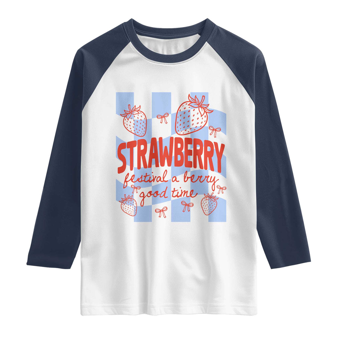 Strawberry Festival Raglan Shirt 1968 A Berry Good Time Summer TS14 White Navy Print Your Wear
