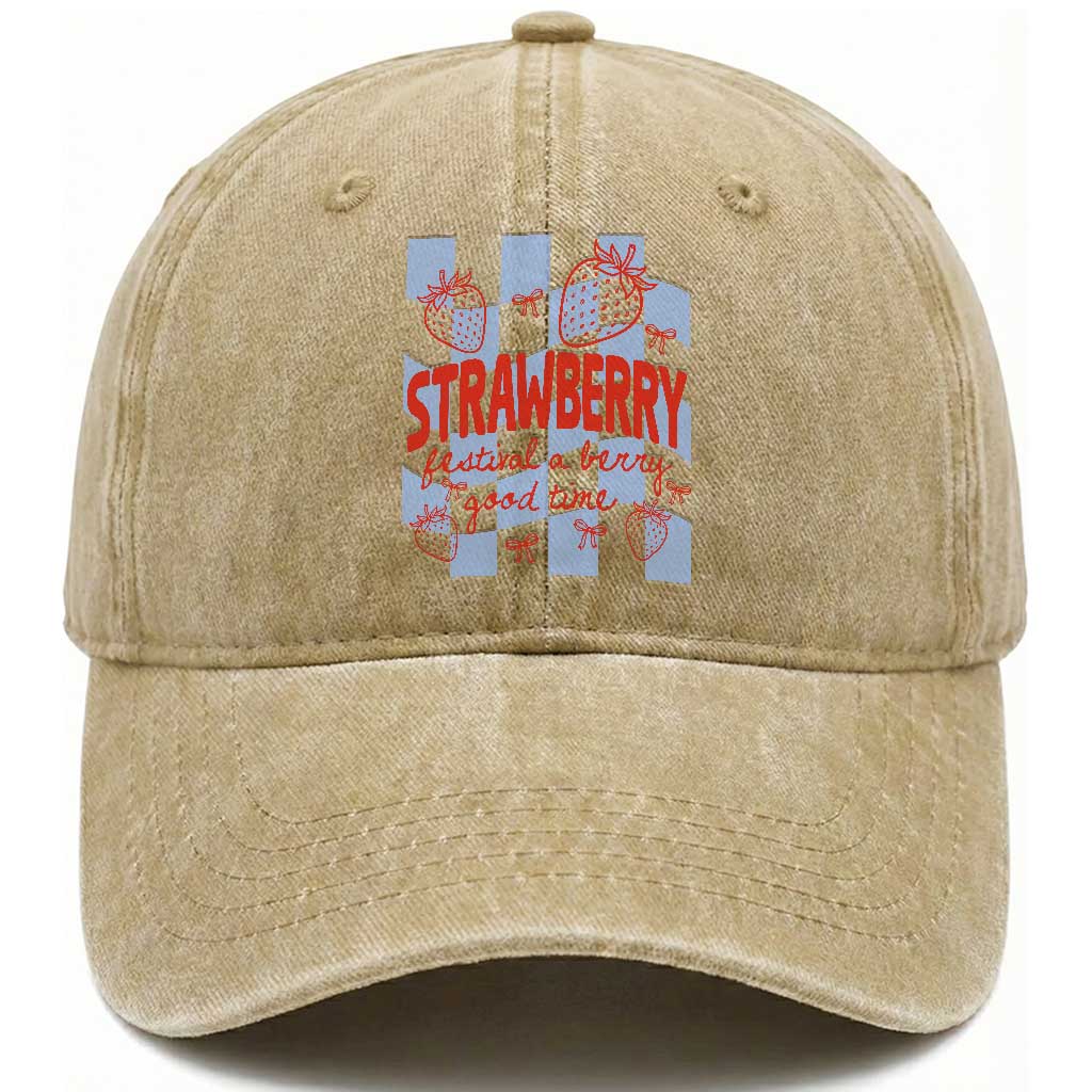 Strawberry Festival Washed Cotton Baseball Cap 1968 A Berry Good Time Summer TS14 Print Your Wear