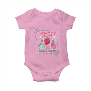 Strawberry Festival Baby Onesie Summer Fruit Vibes TS14 Light Pink Print Your Wear