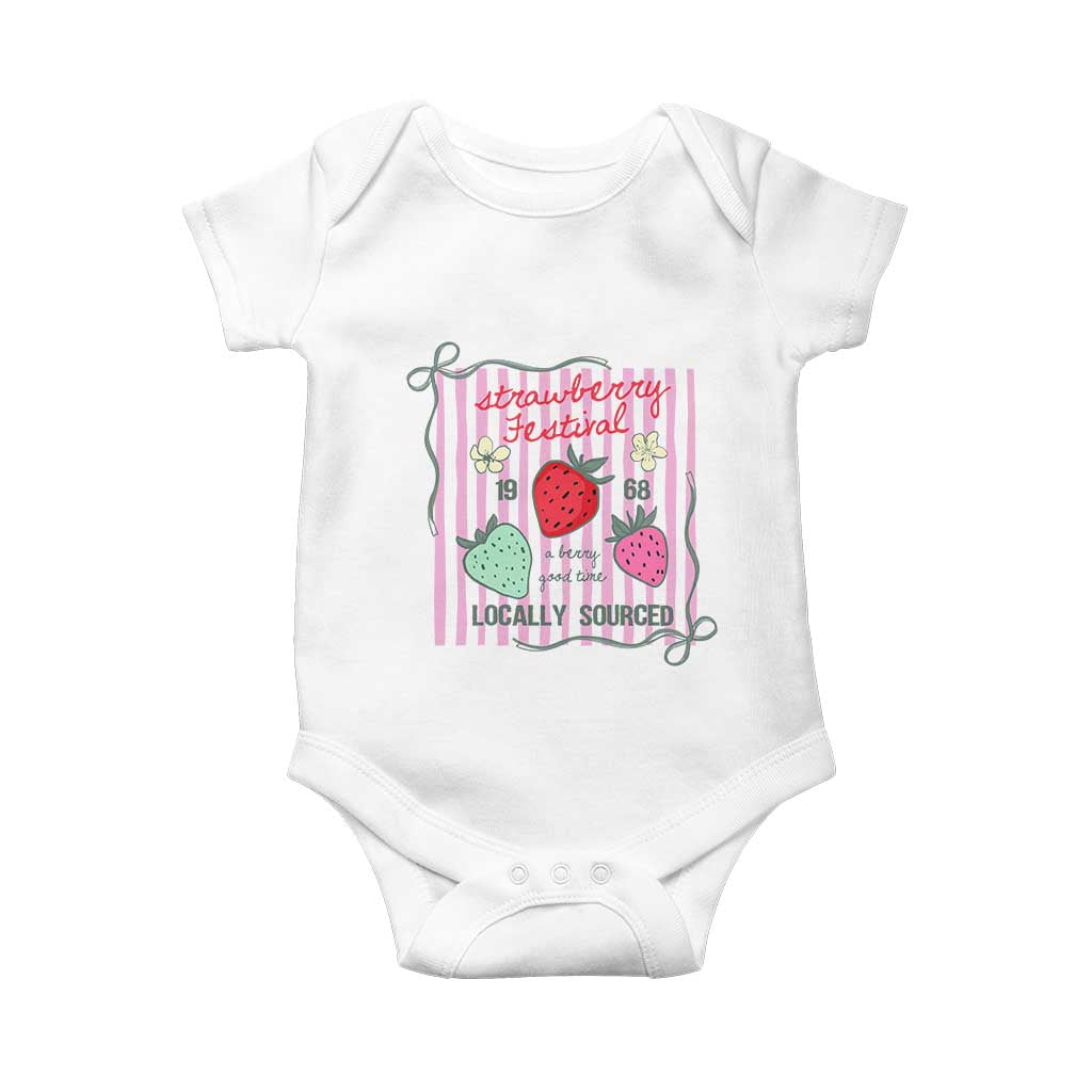 Strawberry Festival Baby Onesie Summer Fruit Vibes TS14 White Print Your Wear