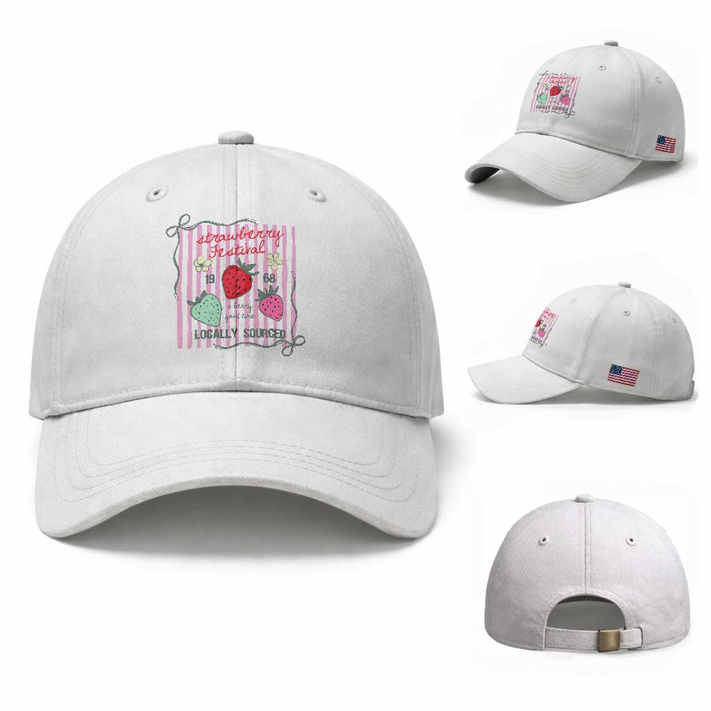 Strawberry Festival Baseball Cap Summer Fruit Vibes TS14 Baseball Cap Universal Fit White Print Your Wear