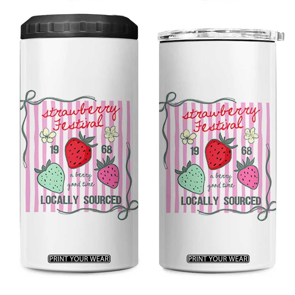 Strawberry Festival 4 in 1 Can Cooler Tumbler Summer Fruit Vibes TS14 One Size: 16 oz White Print Your Wear