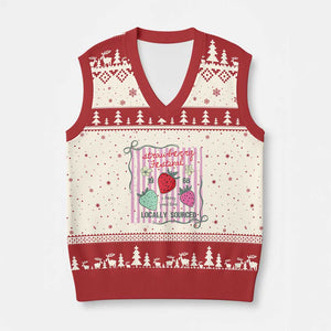 Strawberry Festival V-Neck Knit Sweater Vest Summer Fruit Vibes TS14 Beige Red Print Your Wear