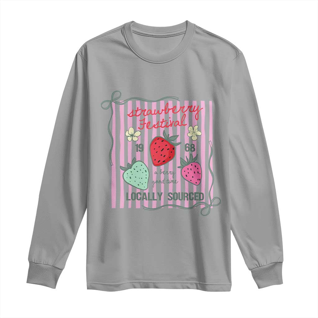 Strawberry Festival Long Sleeve Shirt Summer Fruit Vibes TS14 Sport Gray Print Your Wear