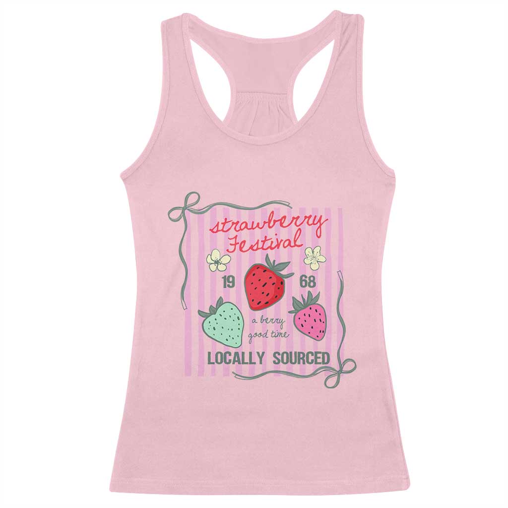 Strawberry Festival Racerback Tank Top Summer Fruit Vibes TS14 Light Pink Print Your Wear