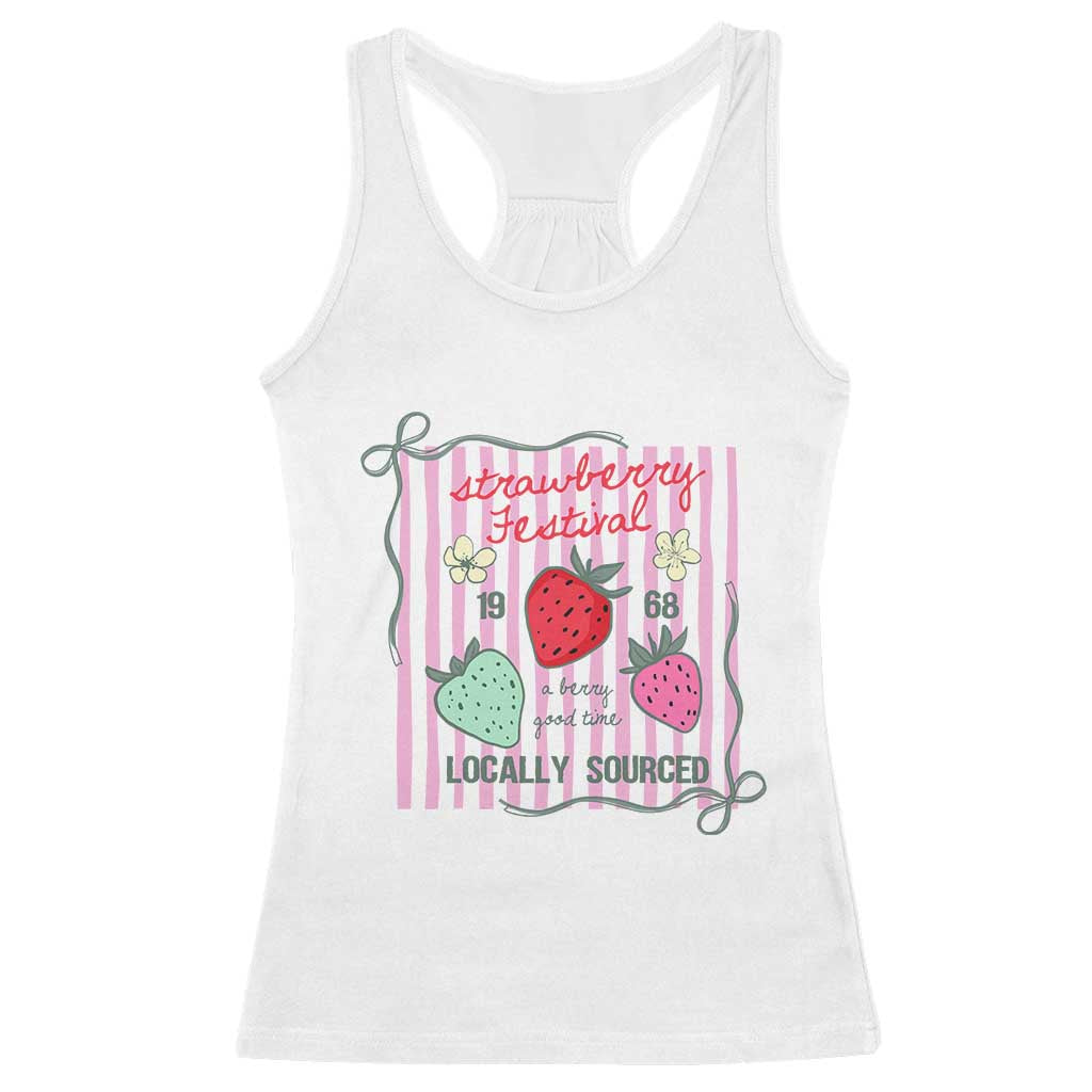 Strawberry Festival Racerback Tank Top Summer Fruit Vibes TS14 White Print Your Wear