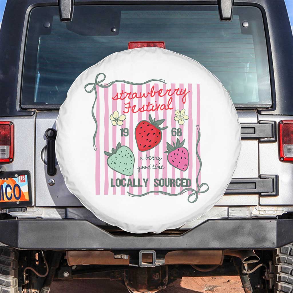 Strawberry Festival Spare Tire Cover Summer Fruit Vibes TS14 No hole White Print Your Wear