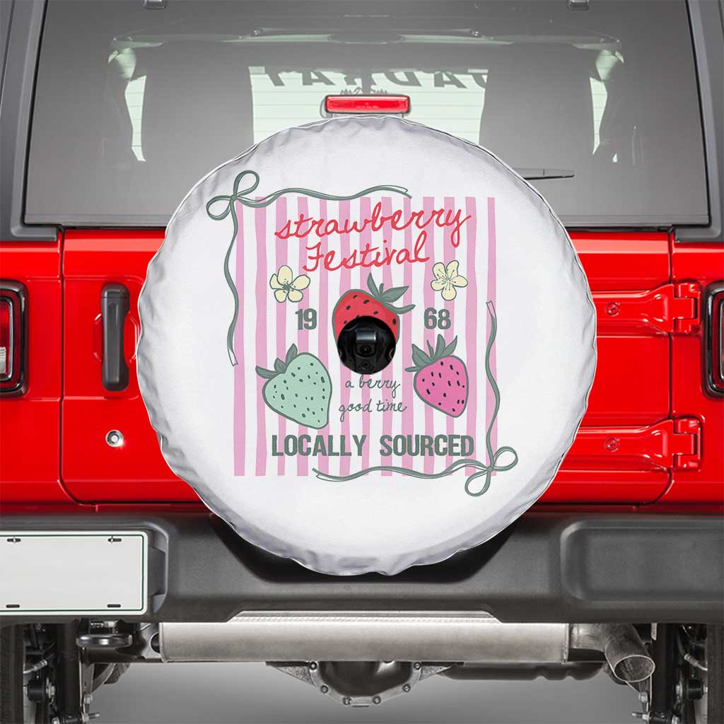 Strawberry Festival Spare Tire Cover Summer Fruit Vibes TS14 White Print Your Wear