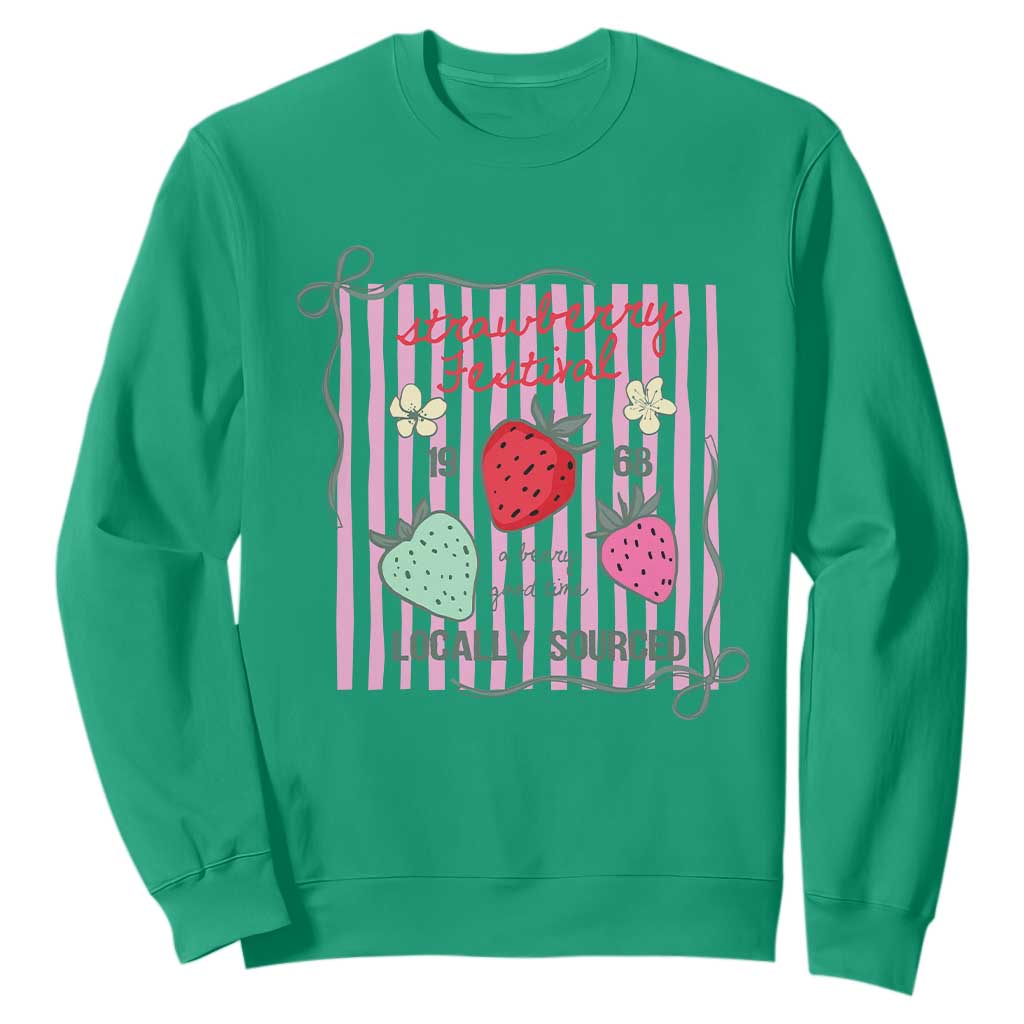 Strawberry Festival Sweatshirt Summer Fruit Vibes TS14 Irish Green Print Your Wear