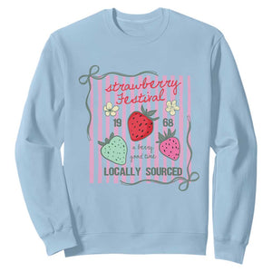 Strawberry Festival Sweatshirt Summer Fruit Vibes TS14 Light Blue Print Your Wear