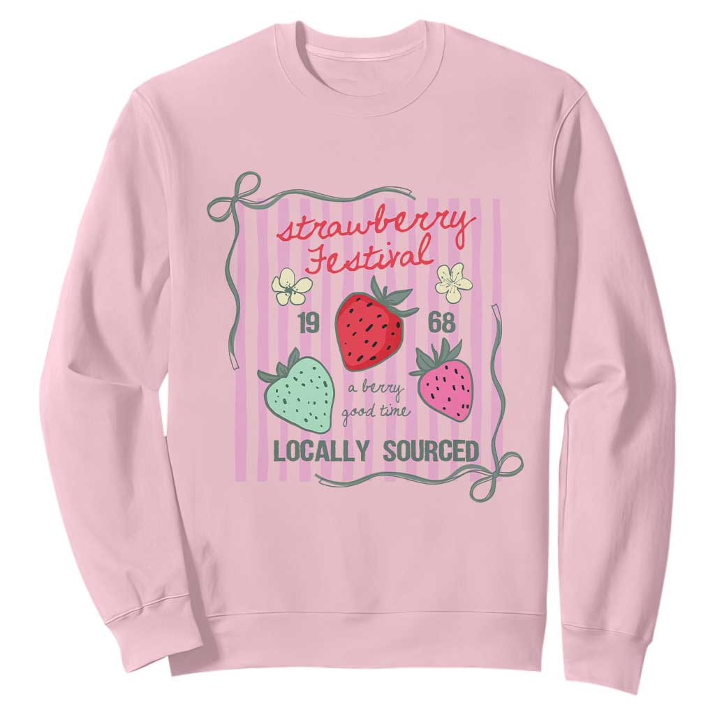 Strawberry Festival Sweatshirt Summer Fruit Vibes TS14 Light Pink Print Your Wear