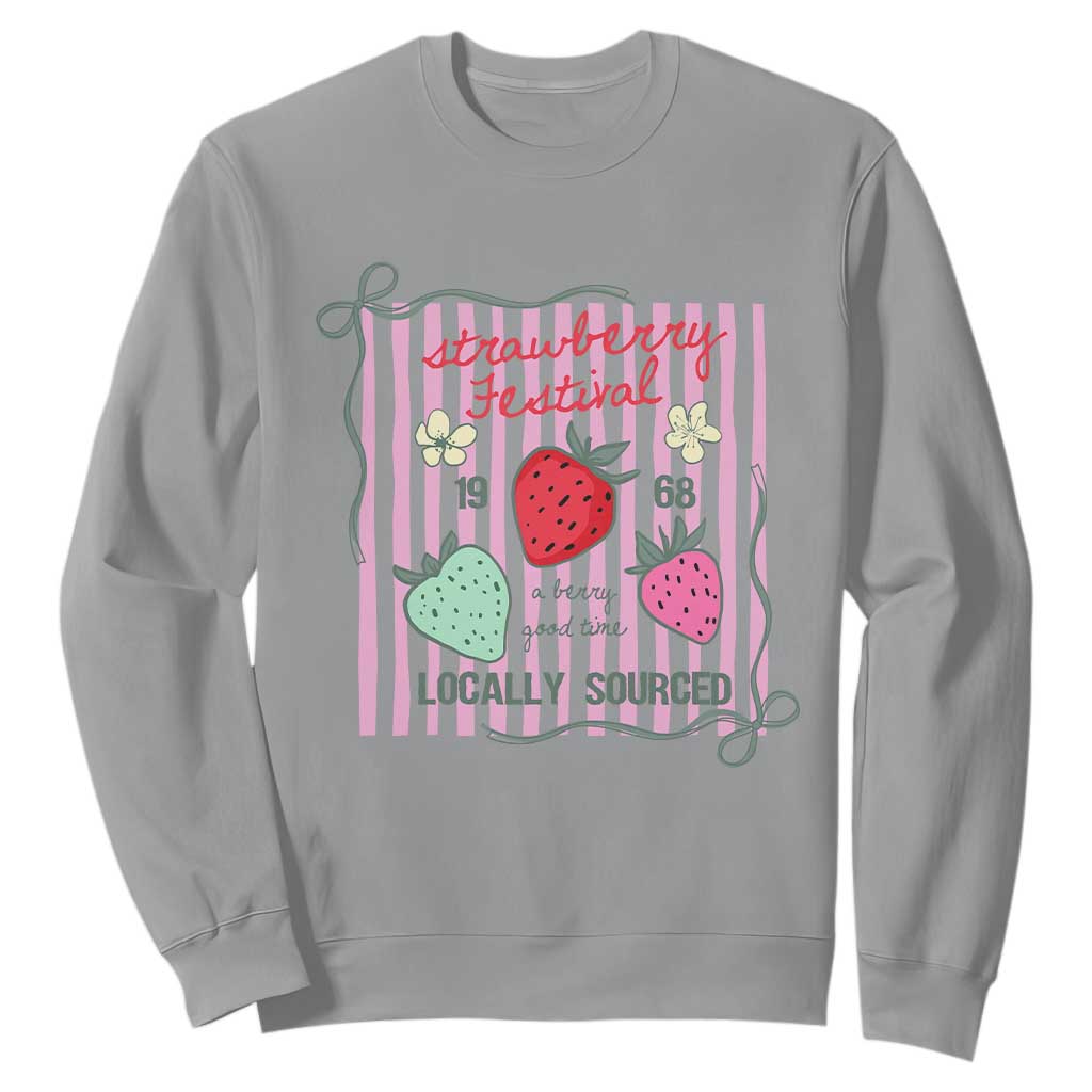 Strawberry Festival Sweatshirt Summer Fruit Vibes TS14 Sport Gray Print Your Wear