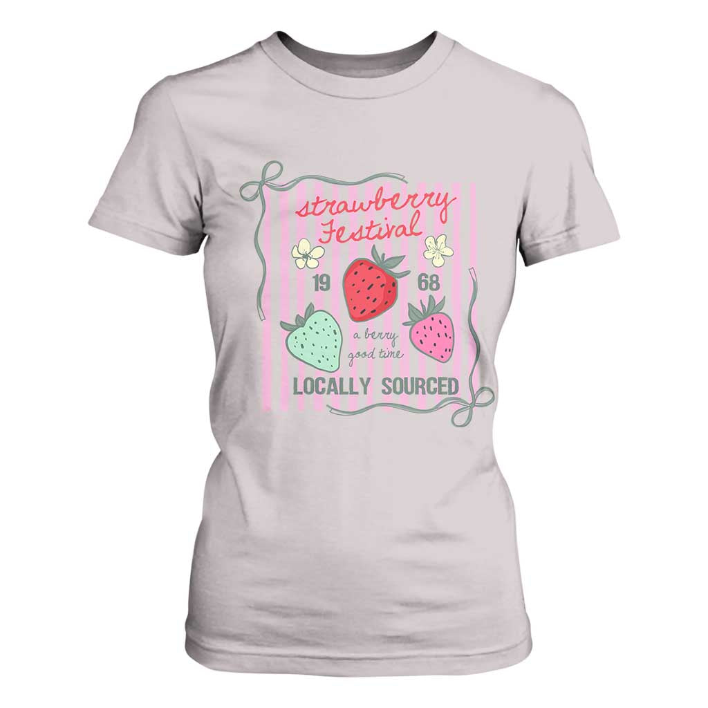Strawberry Festival T Shirt For Women Summer Fruit Vibes TS14 Ice Gray Print Your Wear
