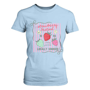 Strawberry Festival T Shirt For Women Summer Fruit Vibes TS14 Light Blue Print Your Wear