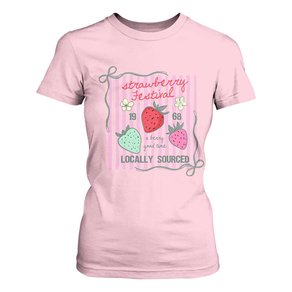 Strawberry Festival T Shirt For Women Summer Fruit Vibes TS14 Light Pink Print Your Wear