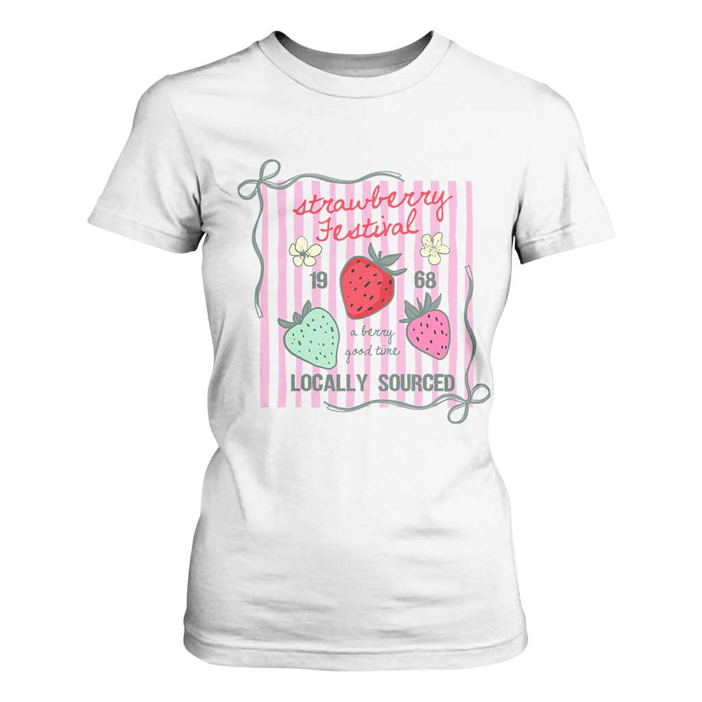 Strawberry Festival T Shirt For Women Summer Fruit Vibes TS14 White Print Your Wear