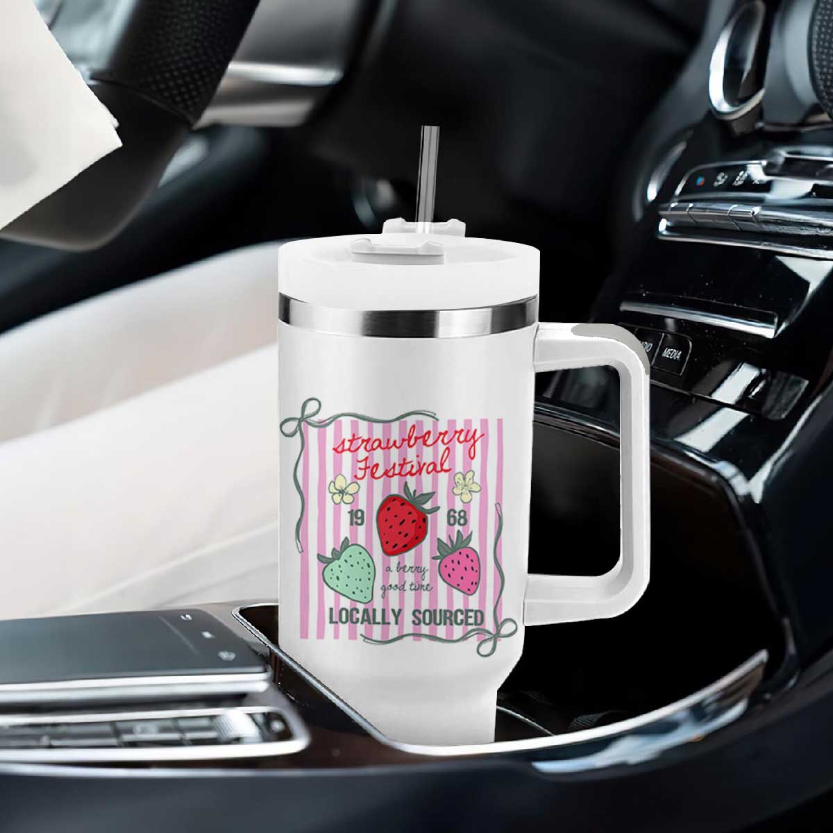 Strawberry Festival Tumbler With Handle Summer Fruit Vibes TS14 Print Your Wear