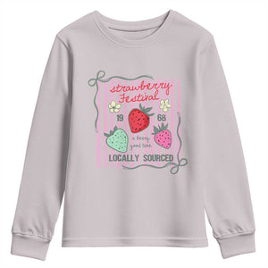 Strawberry Festival Youth Sweatshirt Summer Fruit Vibes TS14 Ice Gray Print Your Wear