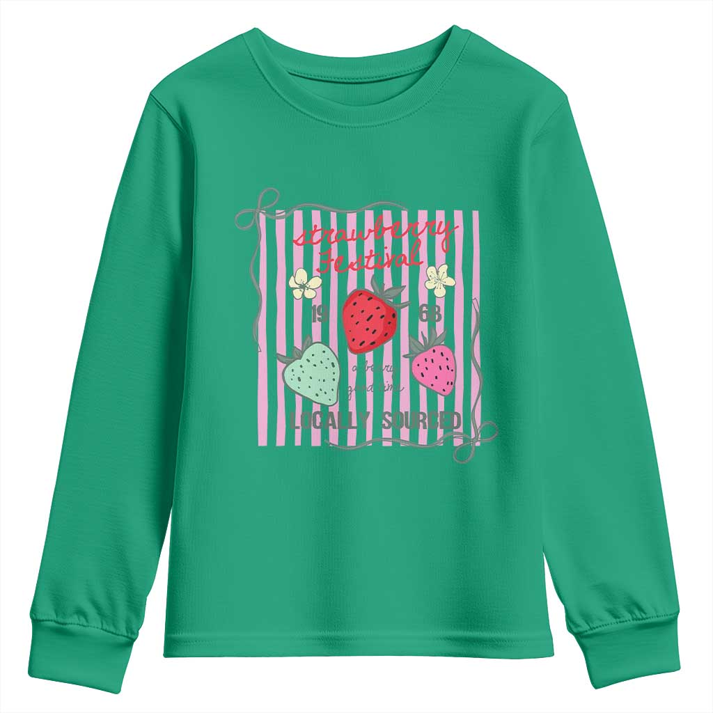 Strawberry Festival Youth Sweatshirt Summer Fruit Vibes TS14 Irish Green Print Your Wear