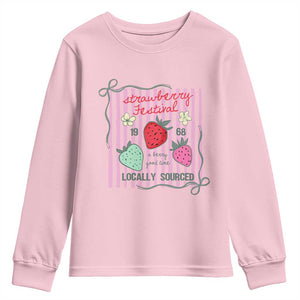 Strawberry Festival Youth Sweatshirt Summer Fruit Vibes TS14 Light Pink Print Your Wear