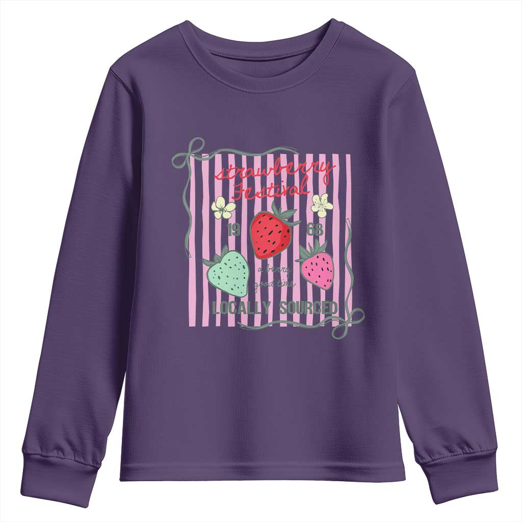 Strawberry Festival Youth Sweatshirt Summer Fruit Vibes TS14 Purple Print Your Wear