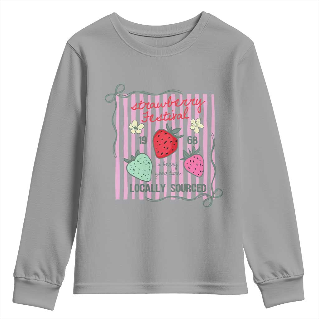 Strawberry Festival Youth Sweatshirt Summer Fruit Vibes TS14 Sport Gray Print Your Wear
