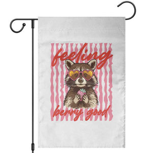 Feeling Berry Good Garden Flag Funny Raccoon Strawberry Summer Vibes TS14 White Print Your Wear