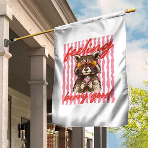 Feeling Berry Good Garden Flag Funny Raccoon Strawberry Summer Vibes TS14 Print Your Wear