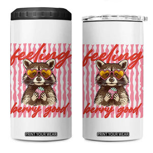 Feeling Berry Good 4 in 1 Can Cooler Tumbler Funny Raccoon Strawberry Summer Vibes TS14 One Size: 16 oz White Print Your Wear