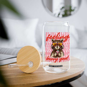 Feeling Berry Good Glass Can Funny Raccoon Strawberry Summer Vibes TS14 Print Your Wear