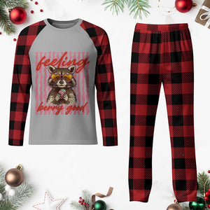 Feeling Berry Good Plaid Pajama Set Funny Raccoon Strawberry Summer Vibes TS14 Buffalo Plaid Print Your Wear