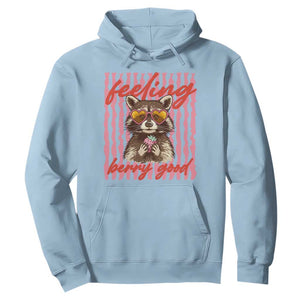 Feeling Berry Good Hoodie Funny Raccoon Strawberry Summer Vibes TS14 Light Blue Print Your Wear