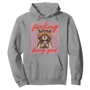 Feeling Berry Good Hoodie Funny Raccoon Strawberry Summer Vibes TS14 Sport Gray Print Your Wear