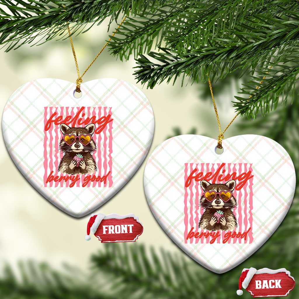 Feeling Berry Good Ceramic Ornament Funny Raccoon Strawberry Summer Vibes TS14 Print Your Wear