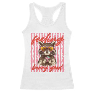 Feeling Berry Good Racerback Tank Top Funny Raccoon Strawberry Summer Vibes TS14 White Print Your Wear