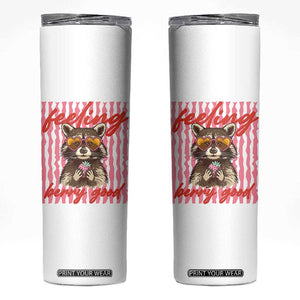 Feeling Berry Good Skinny Tumbler Funny Raccoon Strawberry Summer Vibes TS14 White Print Your Wear