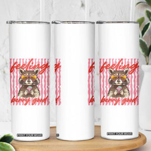 Feeling Berry Good Skinny Tumbler Funny Raccoon Strawberry Summer Vibes TS14 Print Your Wear