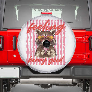 Feeling Berry Good Spare Tire Cover Funny Raccoon Strawberry Summer Vibes TS14 White Print Your Wear