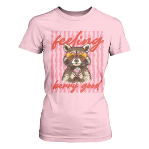 Feeling Berry Good T Shirt For Women Funny Raccoon Strawberry Summer Vibes TS14 Light Pink Print Your Wear
