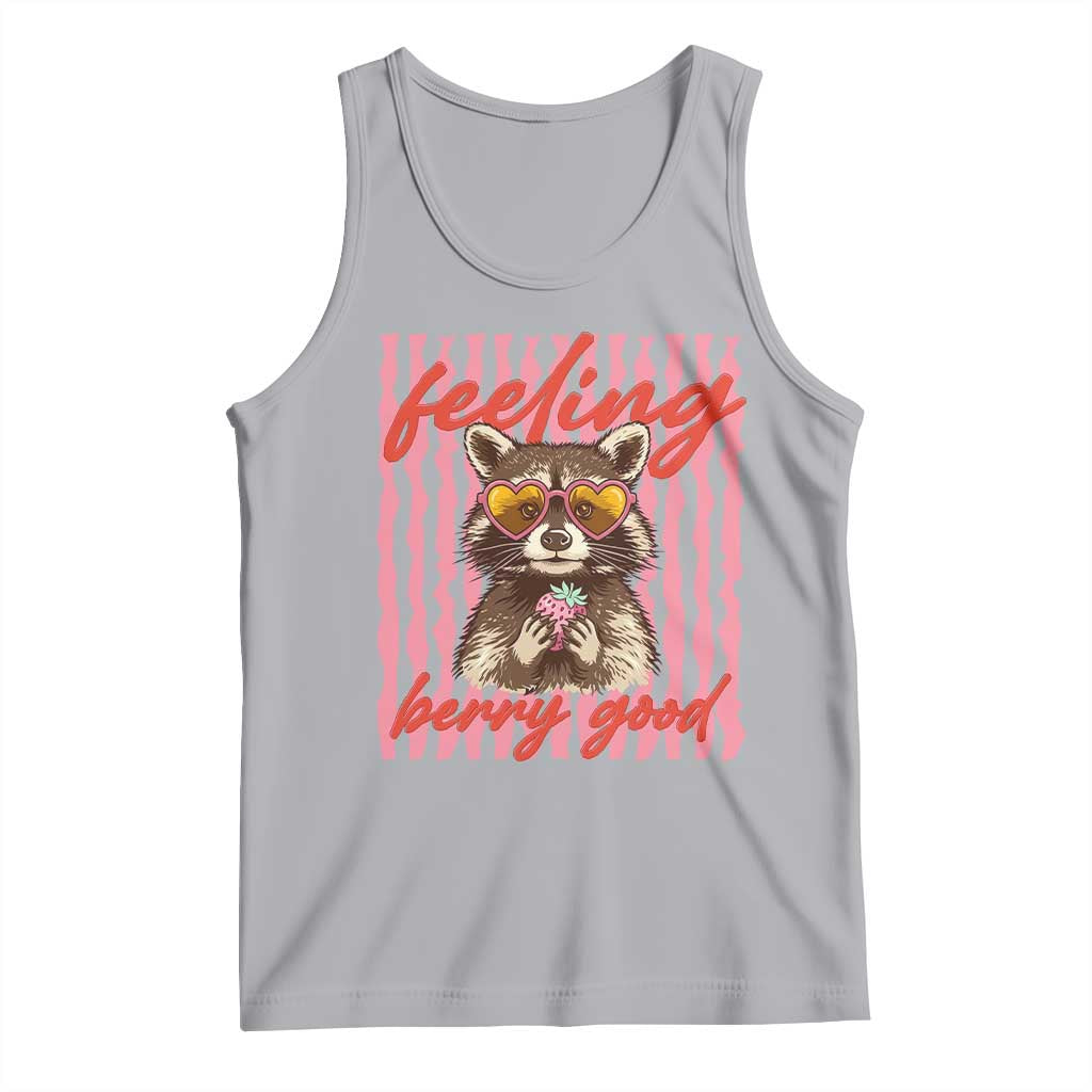 Feeling Berry Good Tank Top Funny Raccoon Strawberry Summer Vibes TS14 Athletic Heather Print Your Wear